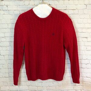 Chaps Red Cable Knit Cotton Sweater Long Sleeve Large